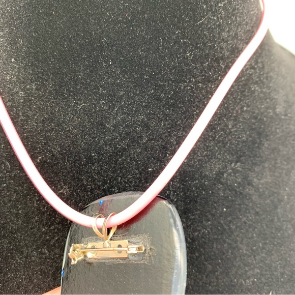 Blue Glass Pin Pendant Chord necklace - Picture 4 of 5